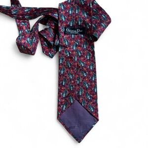 Vintage Christian Dior Multicolor Retro Paisley Mens Tie